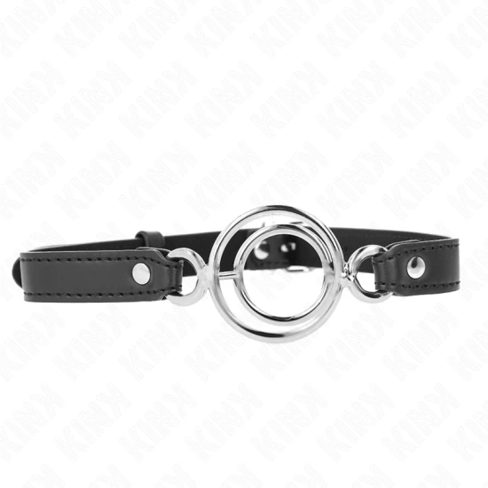 Dispozitiv de gag cu inele O multiple, 5 cm, Negru, 63 x 2.5 cm