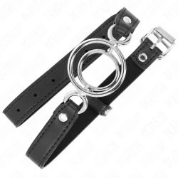 Dispozitiv de gag cu inele O multiple, 5 cm, Negru, 63 x 2.5 cm