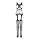 Bodystocking mini-dress din plasă, alb, mărime universală