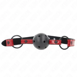 Mască Shiny Leatherette Ball, Biluță din piele ecologică, reglabilă, Negru