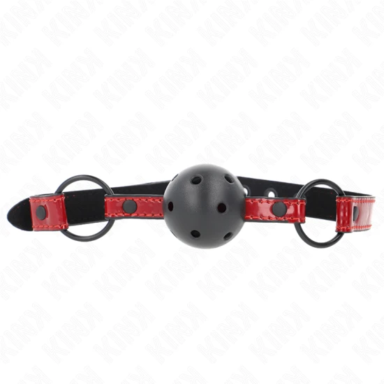 Mască Shiny Leatherette Ball, Biluță din piele ecologică, reglabilă, Negru