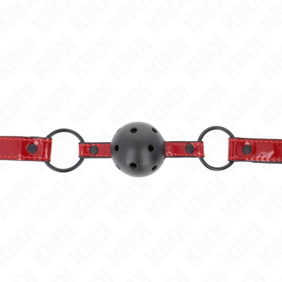 Mască Shiny Leatherette Ball, Biluță din piele ecologică, reglabilă, Negru