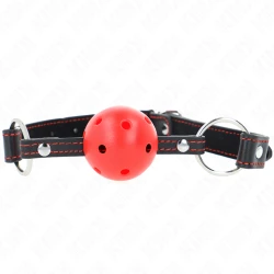 Ham Hollow Hard Ball Gag Model 2, 65 X 2.5 Cm, Roșu