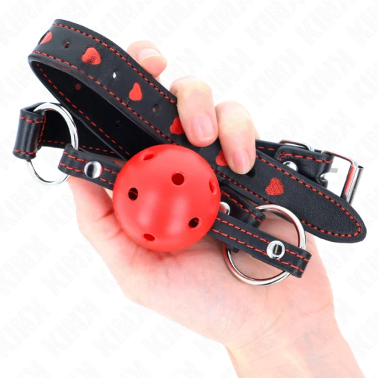 Ham Hollow Hard Ball Gag Model 2, 65 X 2.5 Cm, Roșu