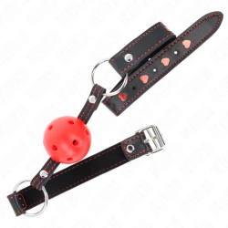 Ham Hollow Hard Ball Gag Model 2, 65 X 2.5 Cm, Roșu