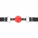 BDSM - Breathing Ball Gag 4 cm, cu dublu nit, piele, 62.5 x 2.5 cm, reglabil 42-58 cm