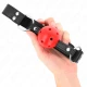 BDSM - Breathing Ball Gag 4 cm, cu dublu nit, piele, 62.5 x 2.5 cm, reglabil 42-58 cm