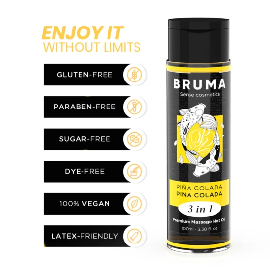 Ulei de masaj premium cu efect de încălzire, Pina Colada, 3 în 1, 100 ml