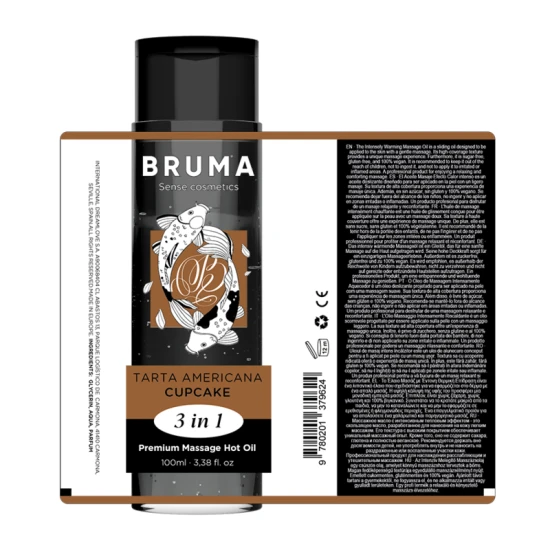Ulei de masaj premium cu efect de încălzire, Cupcake 3 în 1, 100 ml