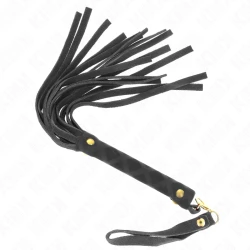 Mini whip din piele intoarsa, Negru, 30 cm