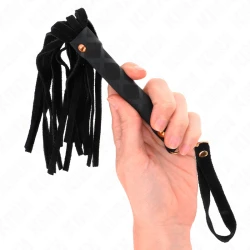 Mini whip din piele intoarsa, Negru, 30 cm