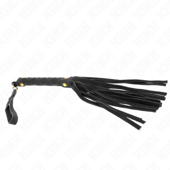 Mini whip din piele intoarsa, Negru, 30 cm