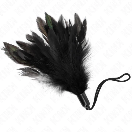Tickle feathers with rope handle, bază din plastic, 15 cm