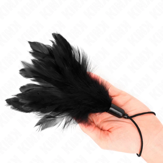 Tickle feathers with rope handle, bază din plastic, 15 cm