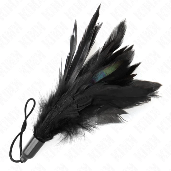 Tickle feathers with rope handle, bază din plastic, 15 cm