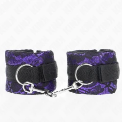 Seturi de încheieturi din catifea scurtă, dantelă elastică, mov / negru, 23 x 6.5 cm