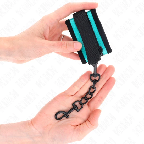 Sistem de prindere tip hook-and-loop - Cătușe/benzi nylon pentru încheietura mâinii, Negru-Albastru, ajustabile 18-32 cm x 5 cm