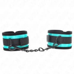Sistem de prindere tip hook-and-loop - Cătușe/benzi nylon pentru încheietura mâinii, Negru-Albastru, ajustabile 18-32 cm x 5 cm
