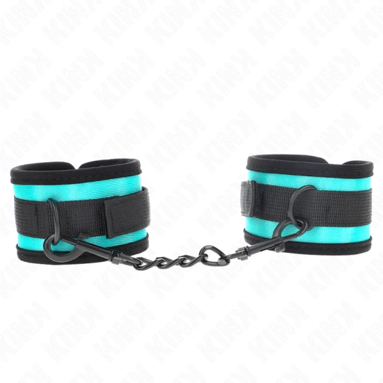 Sistem de prindere tip hook-and-loop - Cătușe/benzi nylon pentru încheietura mâinii, Negru-Albastru, ajustabile 18-32 cm x 5 cm