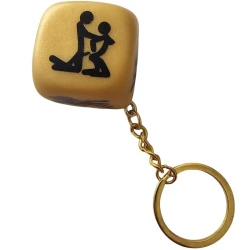 Jucărie Vibrantă Golden Dice Keychain With Poses, breloc cu zaruri și poziții, auriu
