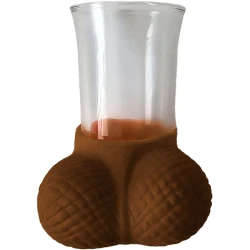 DIABLO - Pahar shot din sticlă, cu ouă din cauciuc mulatto