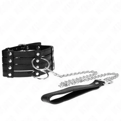Colier cu lesă, 65 cm, stil reglabil, Negru, 35-51 cm x 7 cm