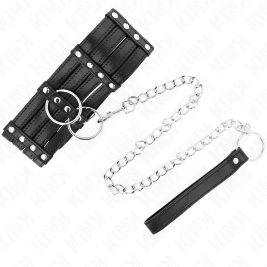 Colier cu lesă, 65 cm, stil reglabil, Negru, 35-51 cm x 7 cm
