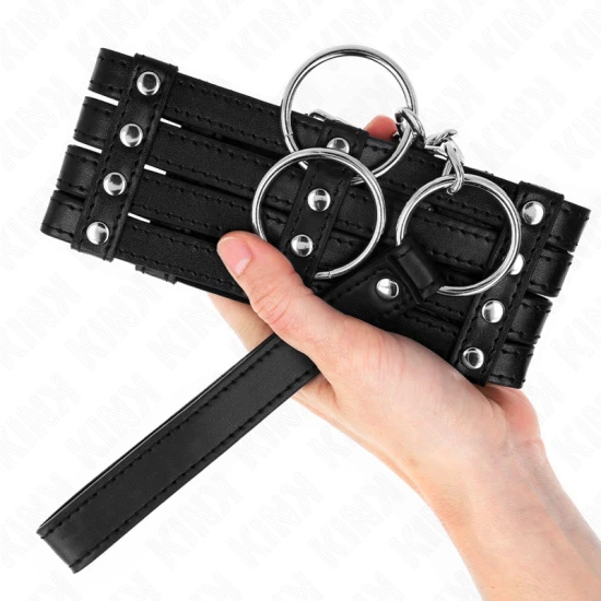 Colier cu lesă, 65 cm, stil reglabil, Negru, 35-51 cm x 7 cm