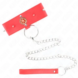 Colier cu diamant roșu cu centură, 65 cm, ajustabil 35-51 cm x 7 cm