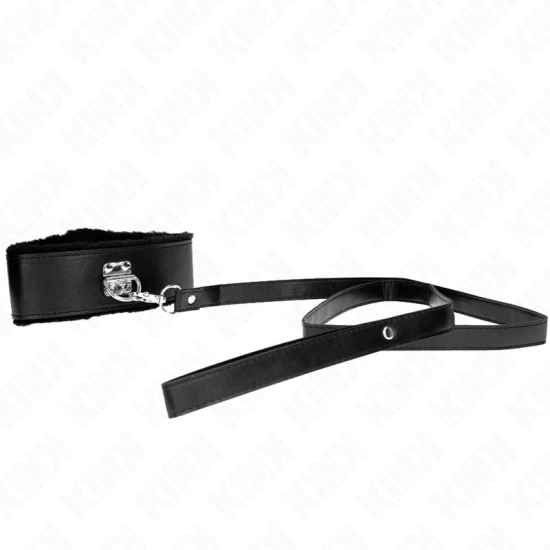 Colier cu lesă 116 cm cu nituri argintii, Model 4, Negru, reglabil 40-48 cm x 6 cm