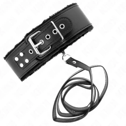 Colier cu lesă 116 cm cu nituri argintii, Model 4, Negru, reglabil 40-48 cm x 6 cm