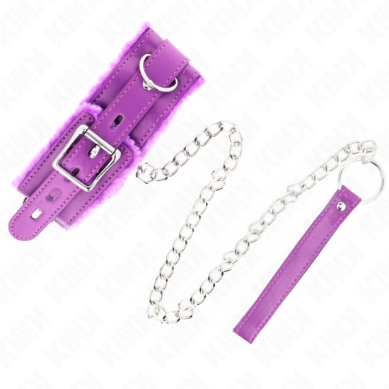 Choker cu lesă 65 cm cu restricții, mov, 36-42 cm x 5.5 cm