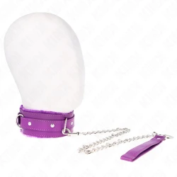 Choker cu lesă 65 cm cu restricții, mov, 36-42 cm x 5.5 cm