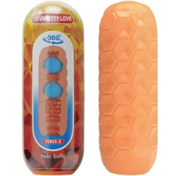 Masturbator Twin Balls - Portocaliu, BM-009230NQ