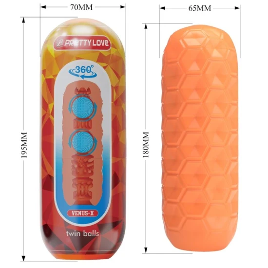 Masturbator Twin Balls - Portocaliu, BM-009230NQ