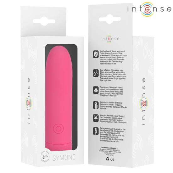 Vibrator SYMONE - 8 Vibrează, Roz, 10 x 2.2 cm.