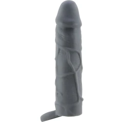 Manșon pentru penis realist, piele, Gri închis