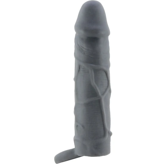 Manșon pentru penis realist, piele, Gri închis