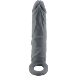 Manșon pentru penis realist, piele, Gri închis