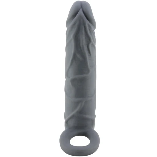 Manșon pentru penis realist, piele, Gri închis