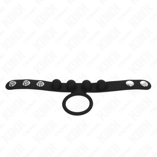 Inel penis din piele, 3,5 cm, cu închidere cu presiune, 23 x 2 cm