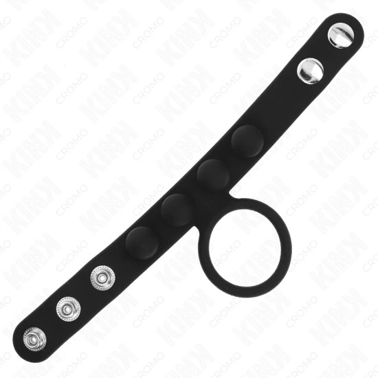 Inel penis din piele, 3,5 cm, cu închidere cu presiune, 23 x 2 cm
