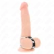 Inel penis dublu metal, 3.8 cm până la 5 cm, conectat cu piele