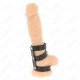 Inel penis triplu din piele cu închidere tip presiune