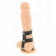 Inel penis triplu din piele cu închidere tip presiune