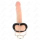 Inel pentru penis 4 cm, lanț 7 cm, metal cu curea din piele