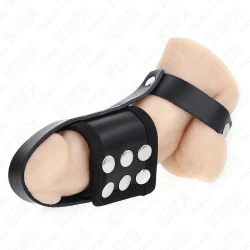 Inel penis din piele, cu separator pentru bilă ajustabil, curea cu acoperire, Roz