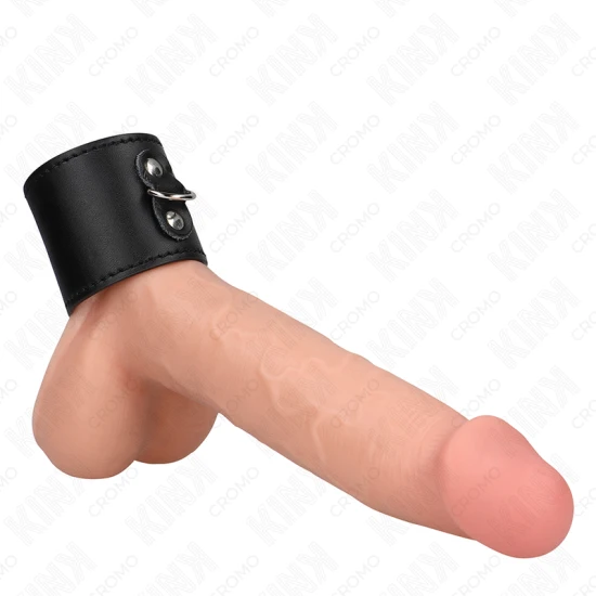 Inel penis din piele cu închidere cu presiune 18 x 5 cm