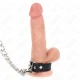Inel penis din piele cu curea, 21,5 x 2 cm și lanț metalic 60 cm