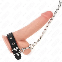 Inel penis din piele cu curea, 21,5 x 2 cm și lanț metalic 60 cm